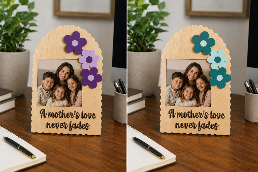 Personalized Mom Photo Frame – “A Mother’s Love Never Fades” | Custom Wooden Keepsake Gift
