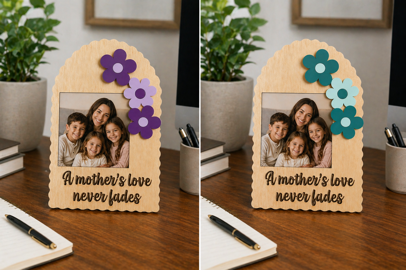 Personalized Mom Photo Frame – “A Mother’s Love Never Fades” | Custom Wooden Keepsake Gift