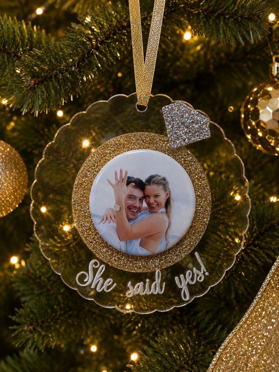 She said yes Custom Photo Ornament