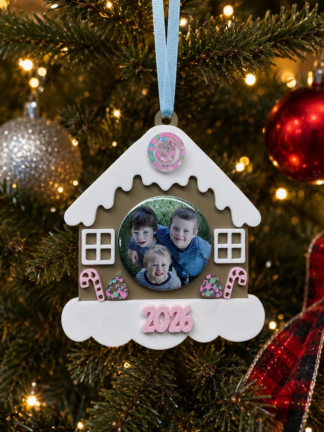 Gingerbread House Custom Photo Ornament