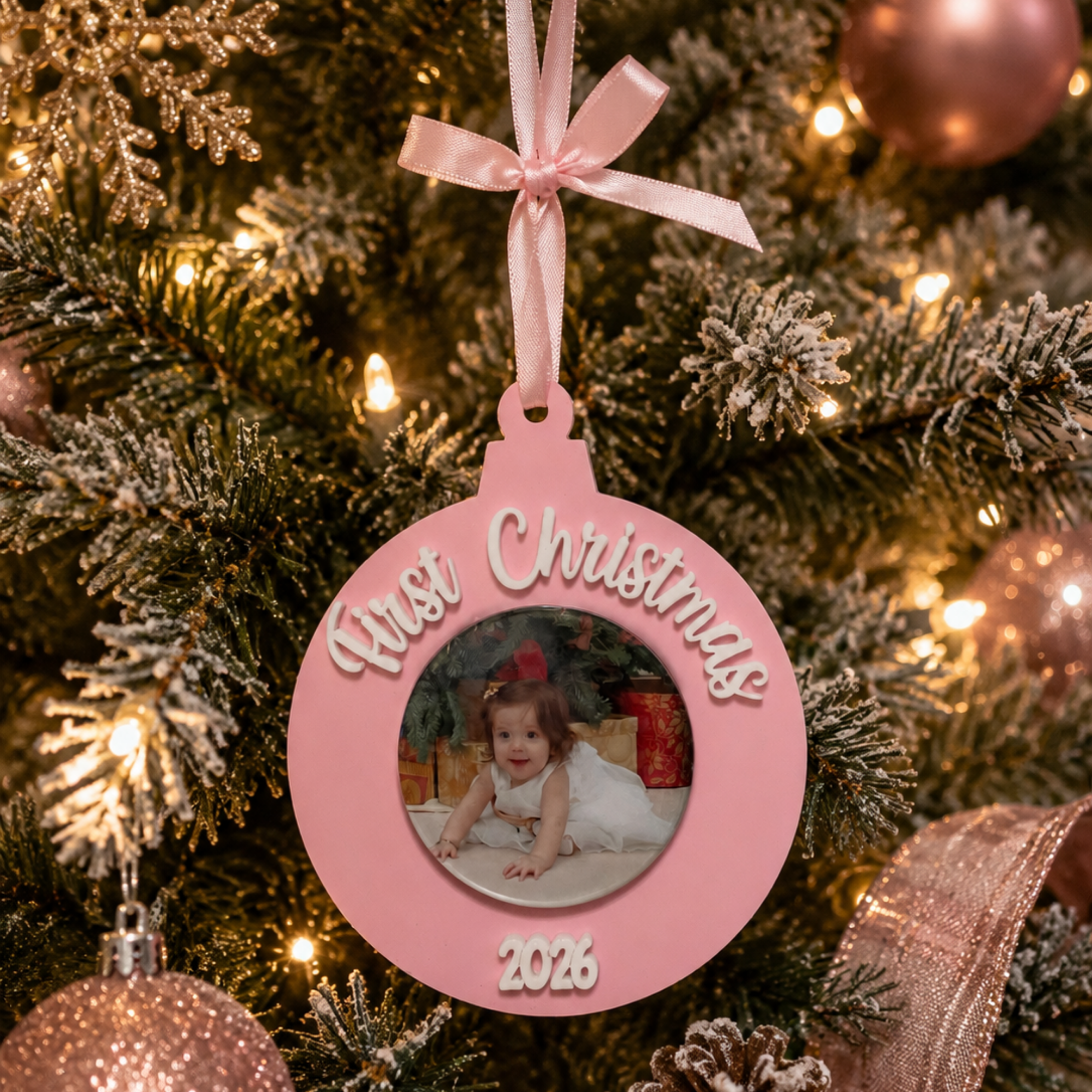 Baby's first Christmas Custom Photo Ornament