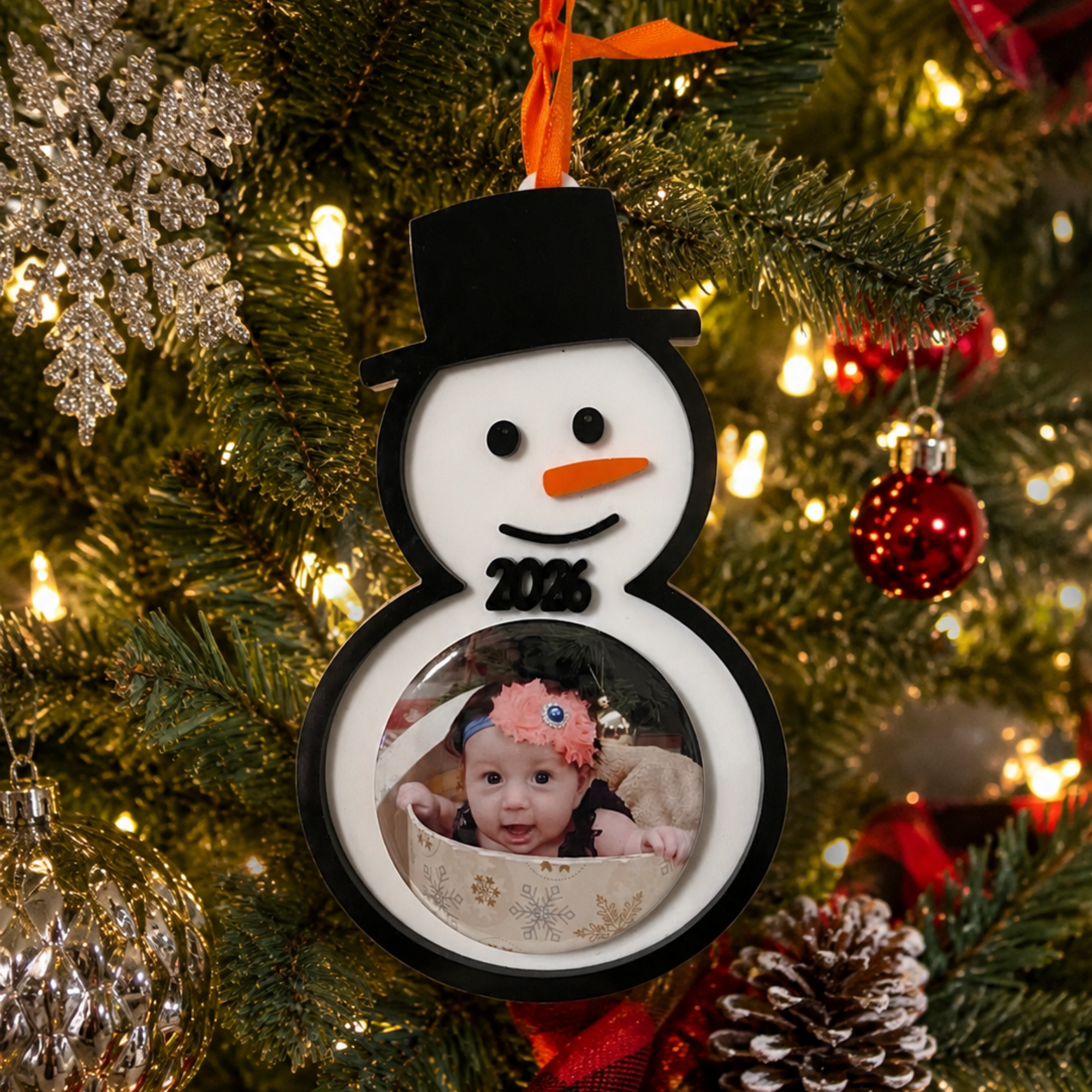 Snowman Custom Photo Ornament