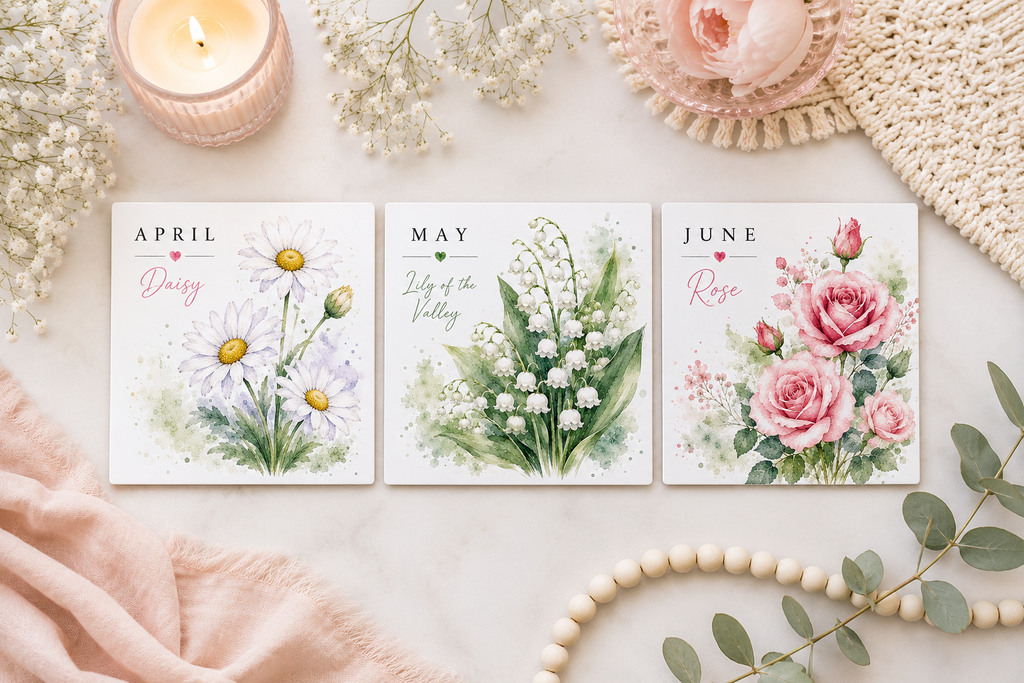Birth Flower Magnet -Birth Month Magnet -Personalized Birthday Gift