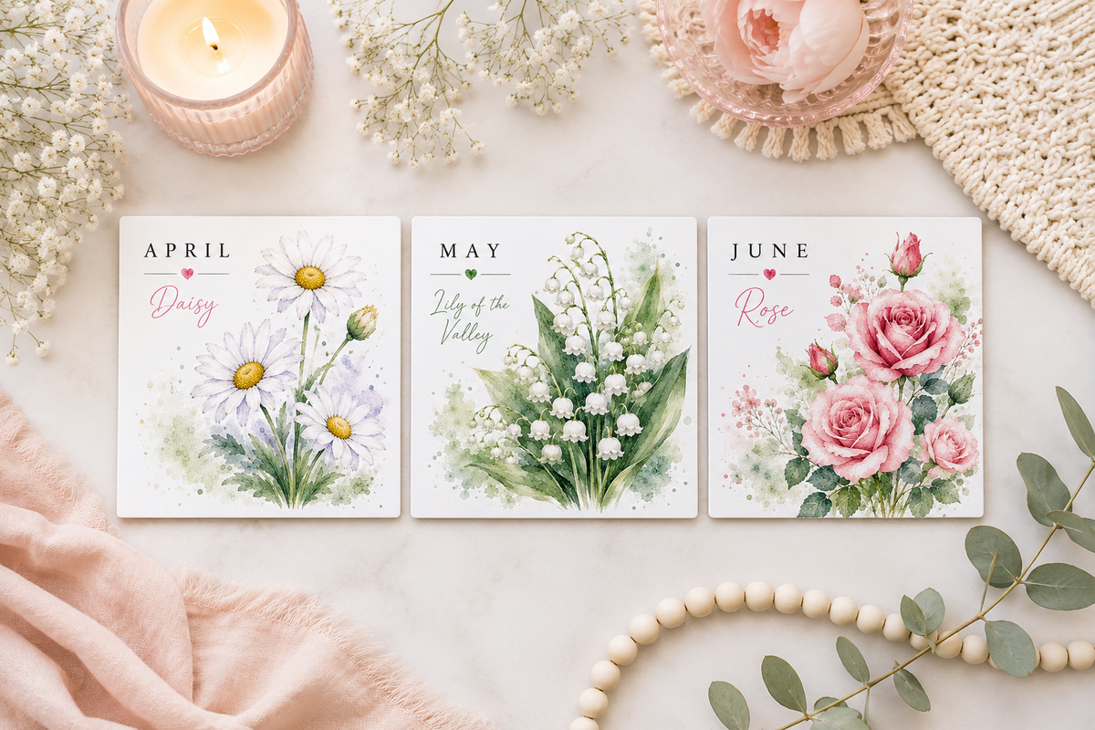 Birth Flower Magnet -Birth Month Magnet -Personalized Birthday Gift