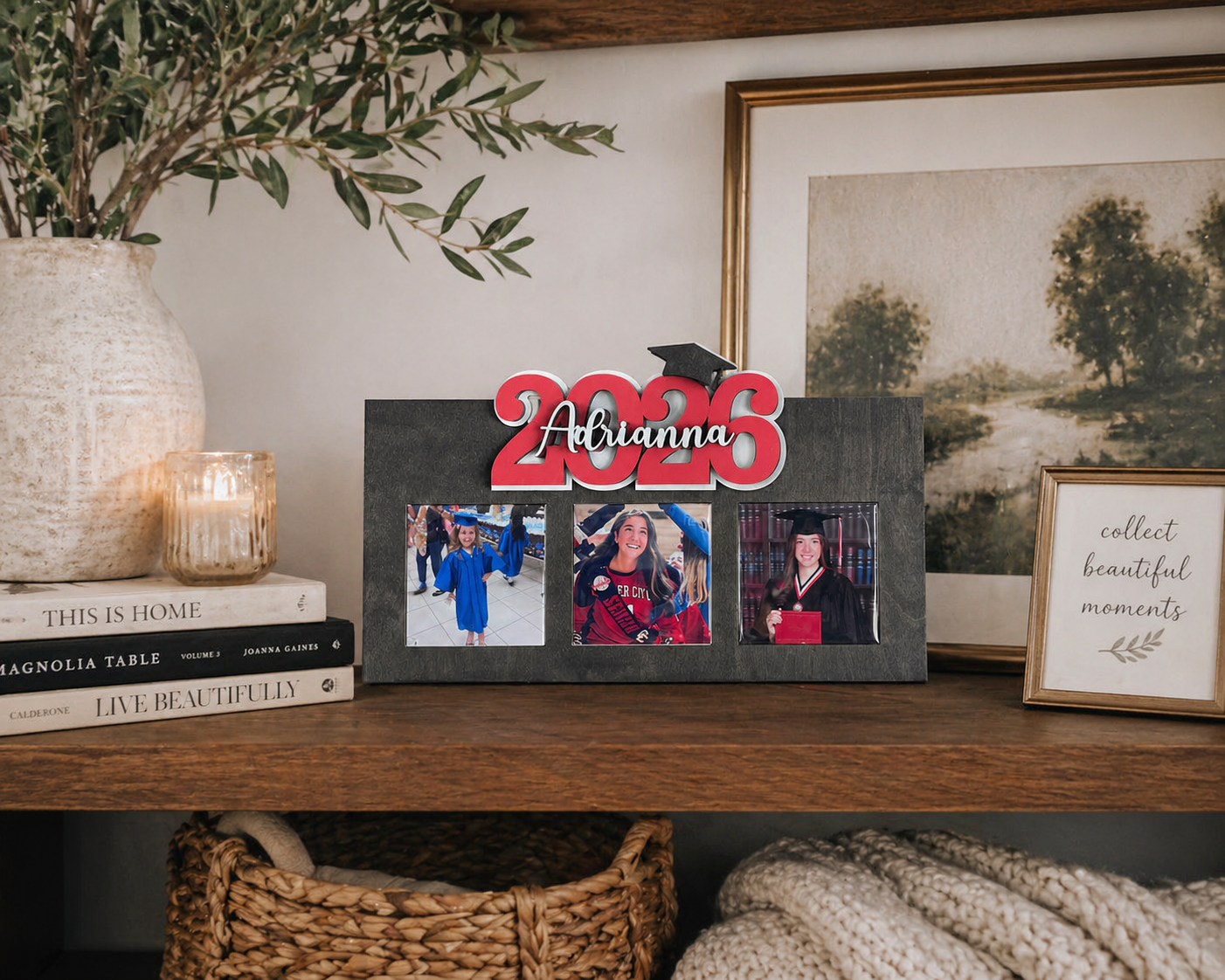 Personalized graduation frame 2026 with photos included, custom senior keepsake gift