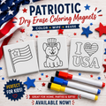 Patriotic dry erase coloring magnets with markers 