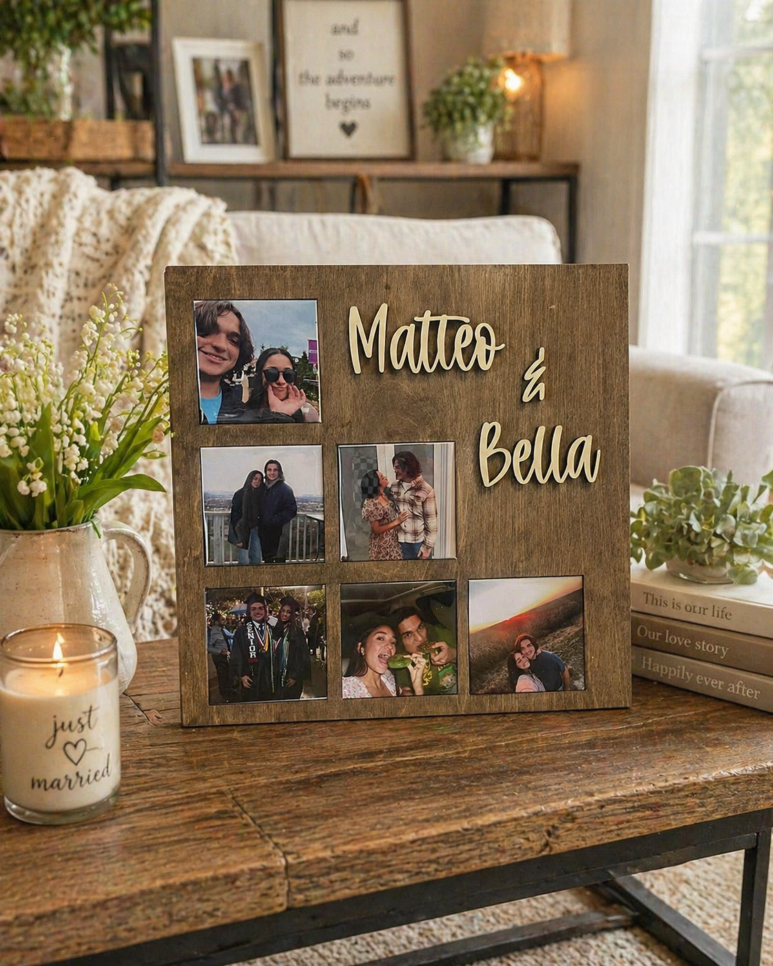 wooden frame for custom photo magnets- personalized