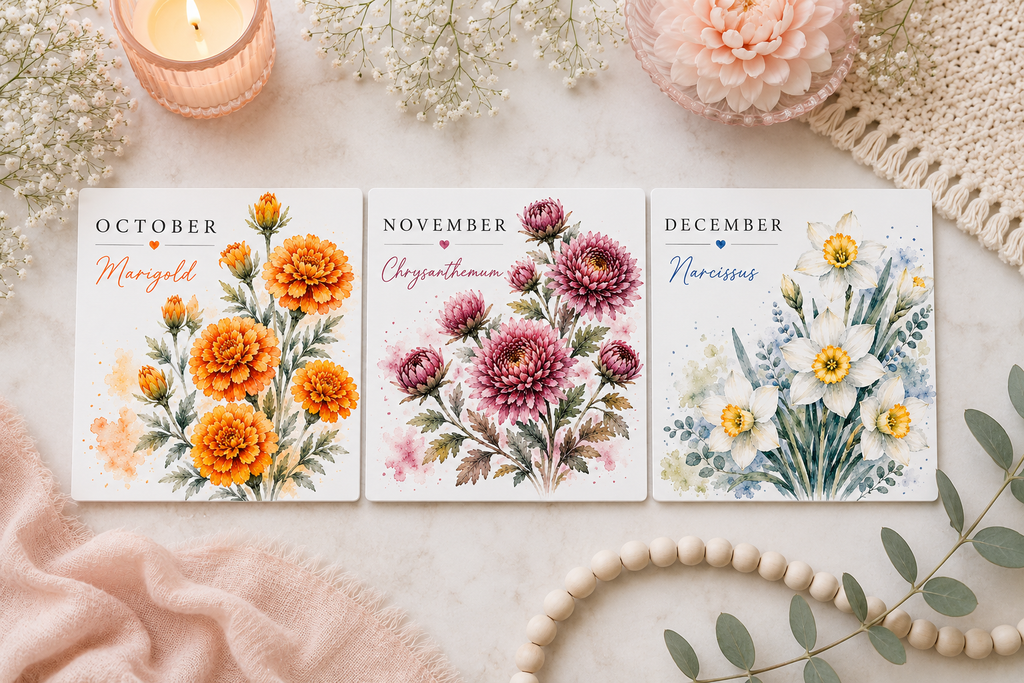 Birth Flower Magnet -Birth Month Magnet -Personalized Birthday Gift