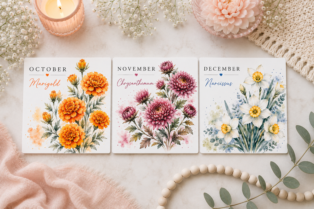 Birth Flower Magnet -Birth Month Magnet -Personalized Birthday Gift