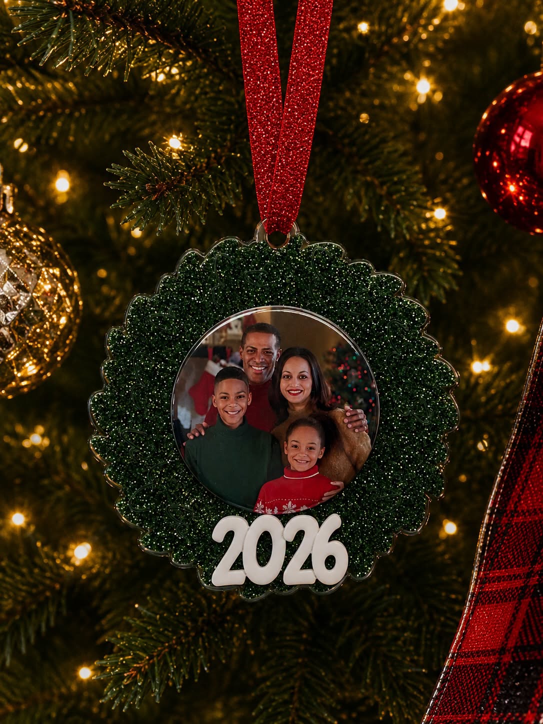 Wreath Custom Photo Ornament